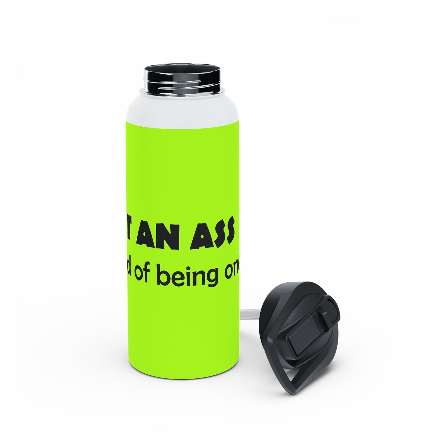 Funny Neon Stainless Steel Water Bottle — Bold 'Eat an Ass' Humorous Quote