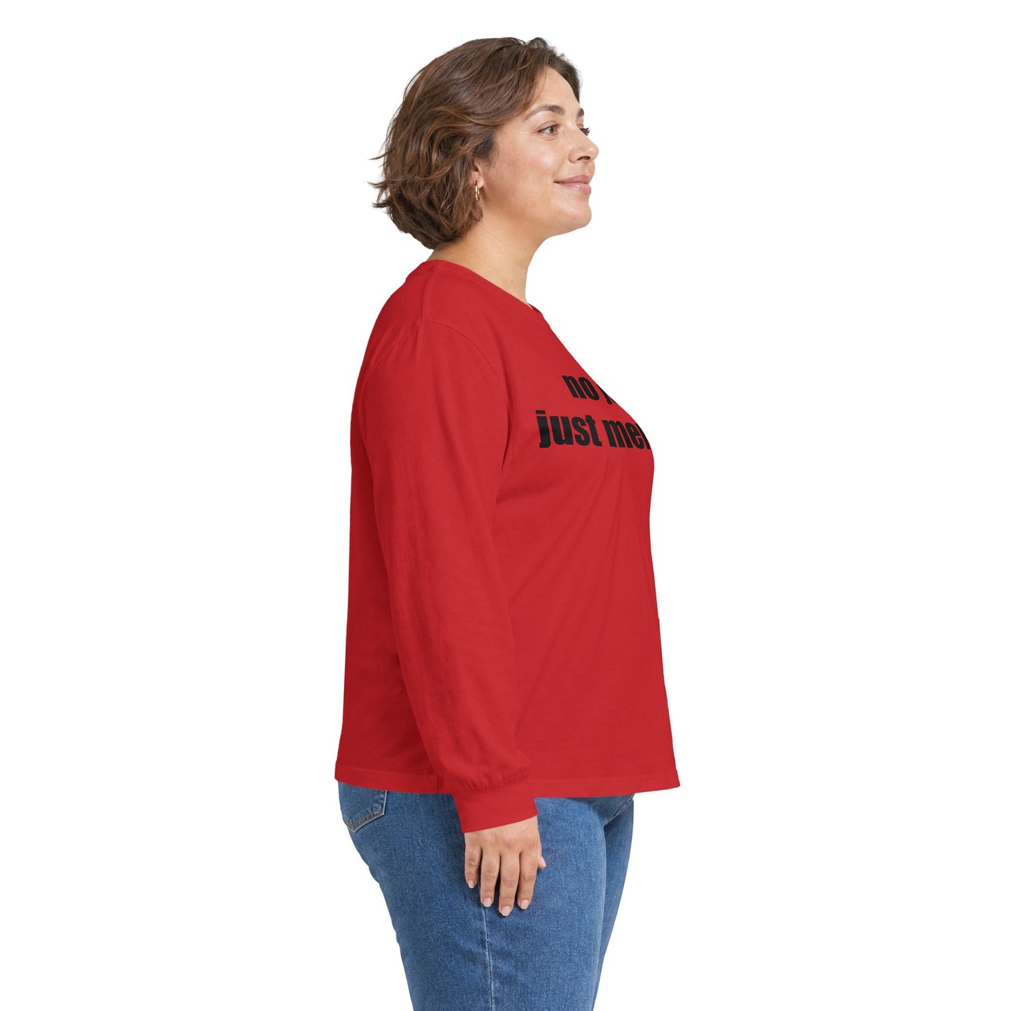 Long Sleeve Tee — "no joy. just memes." Minimalist Meme Shirt