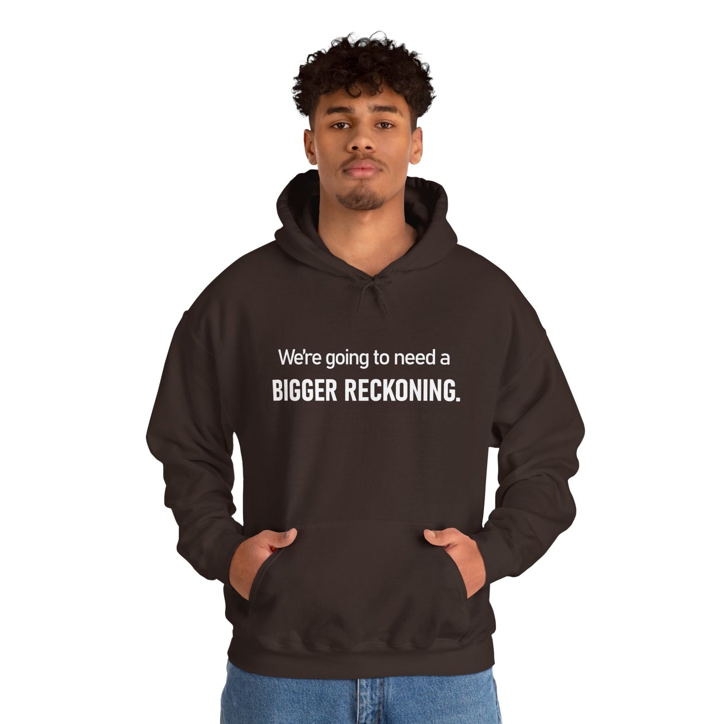 BIGGER RECKONING Hoodie — Minimalist Text Graphic Pullover