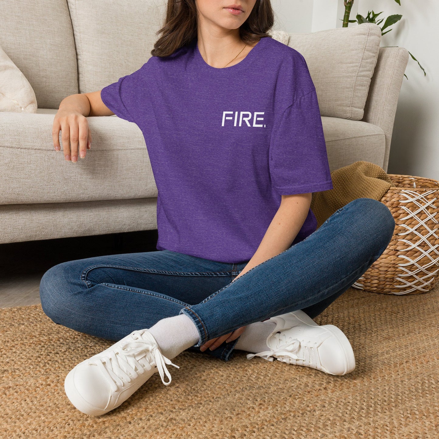 FIRE. Minimal Graphic T‑Shirt — Modern Casual Tee with Bold Text