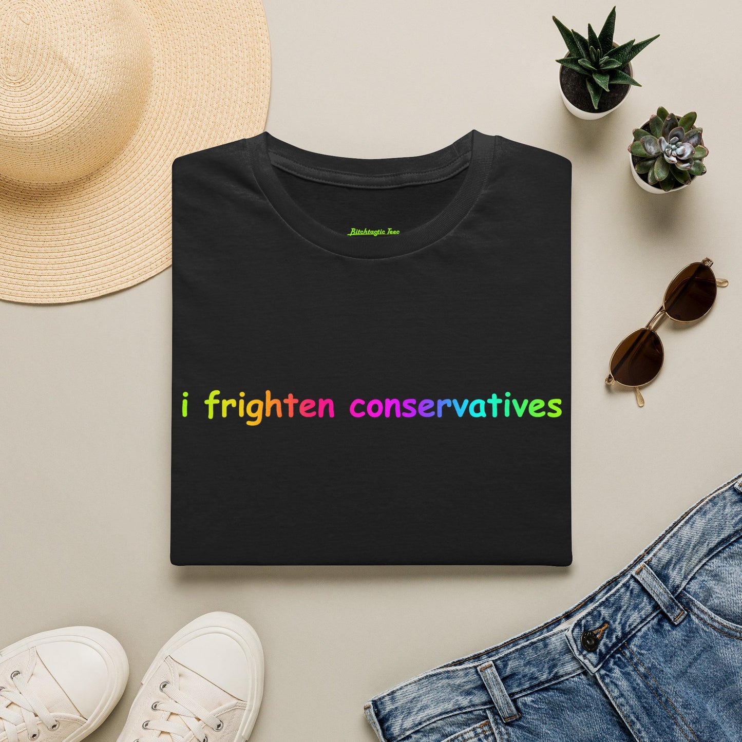 T-Shirt — "I Frighten Conservatives" Rainbow Graphic Tee