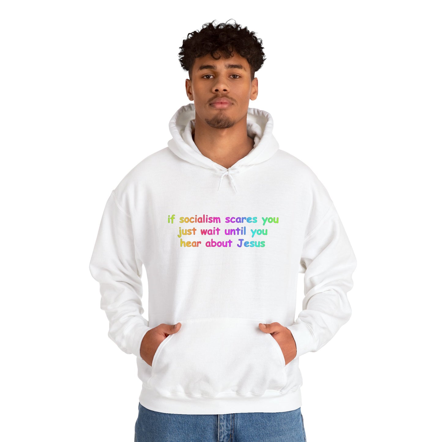 Hoodie — Socialist Jesus Ironic Slogan Hoodie