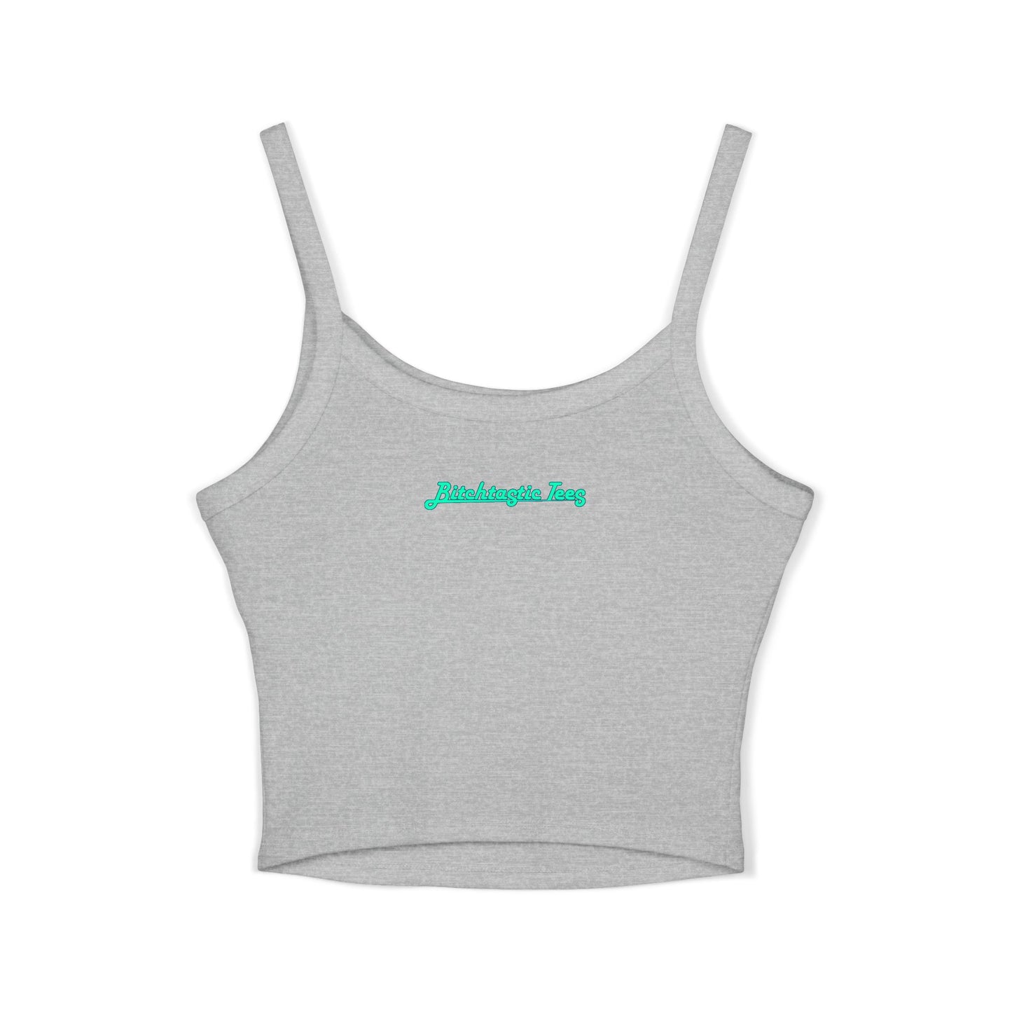 Spaghetti Tank Top — "I Frighten Conservatives" Colorful Feminist Crop