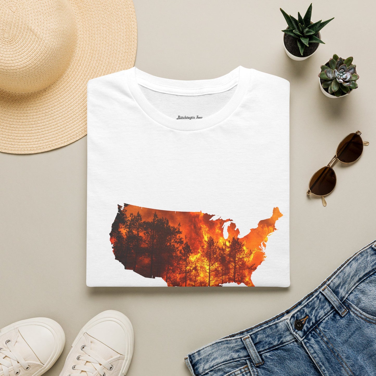 USA Map Graphic T-Shirt — Shit's on Fire Yo Awareness Tee