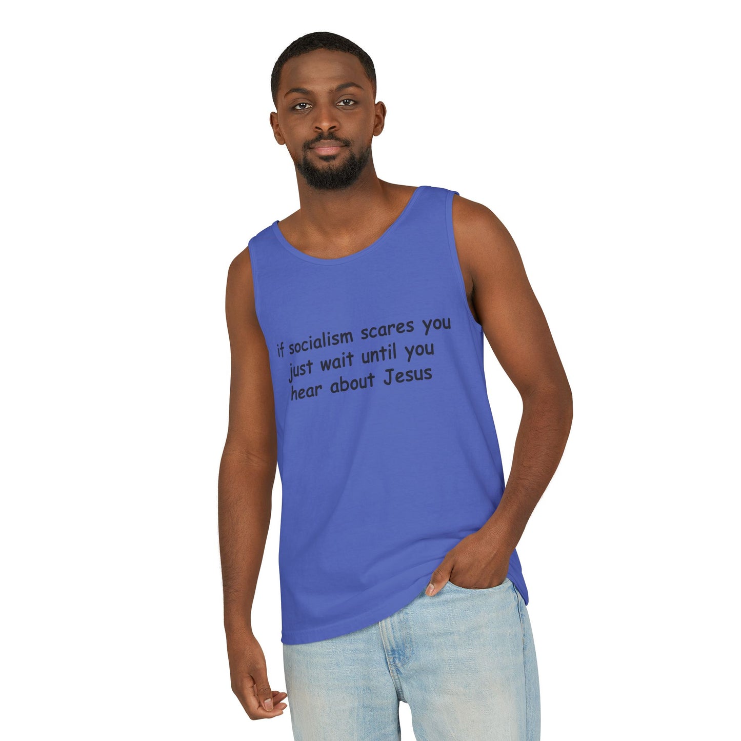 Socialist Jesus Tank Top — Conservative Irony Statement Tank
