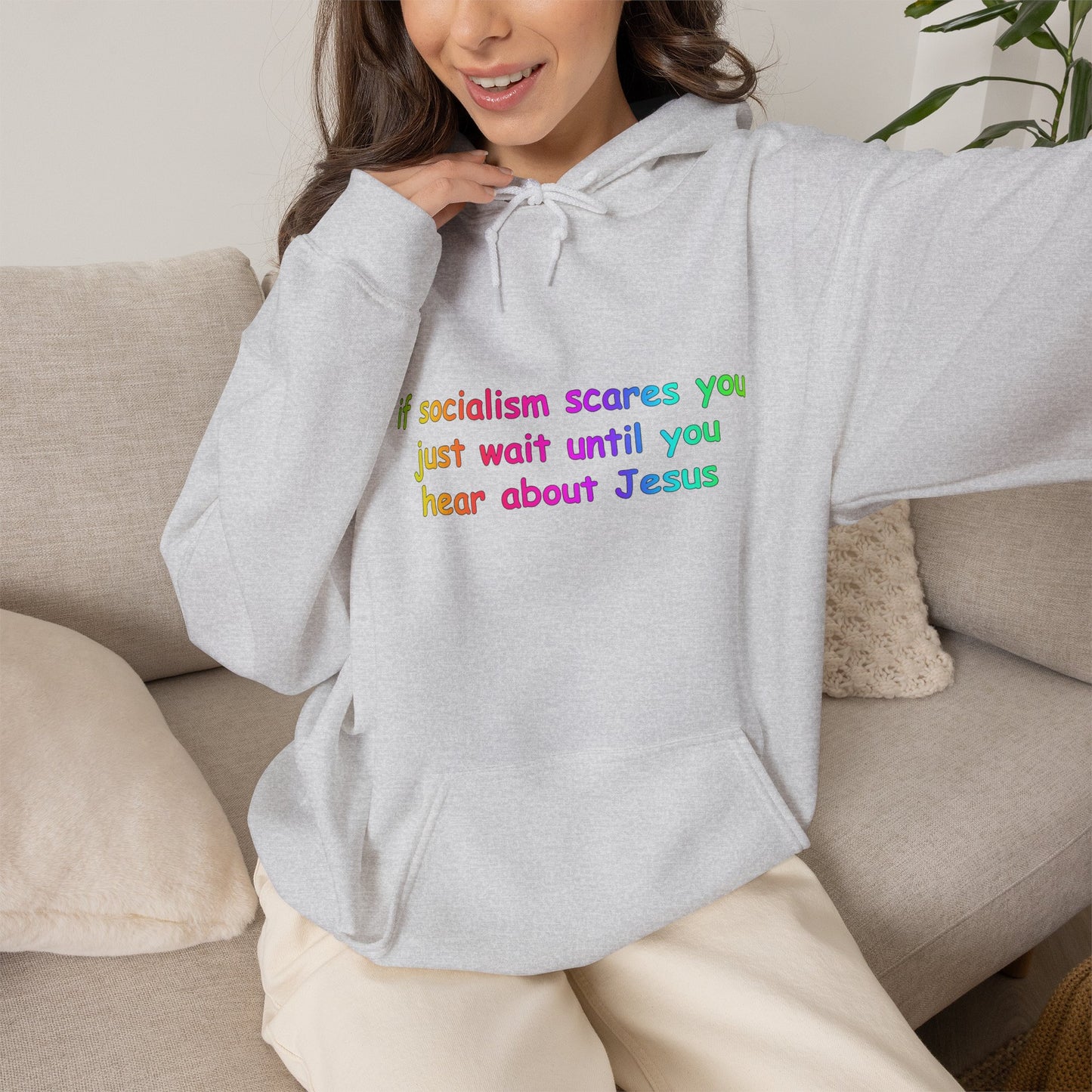 Hoodie — Socialist Jesus Ironic Slogan Hoodie