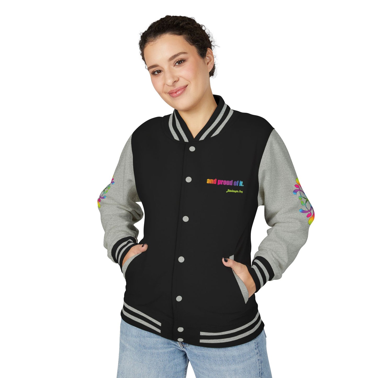 Letterman Jacket — Neon Floral "Socially Inconvenient" Varsity Jacket
