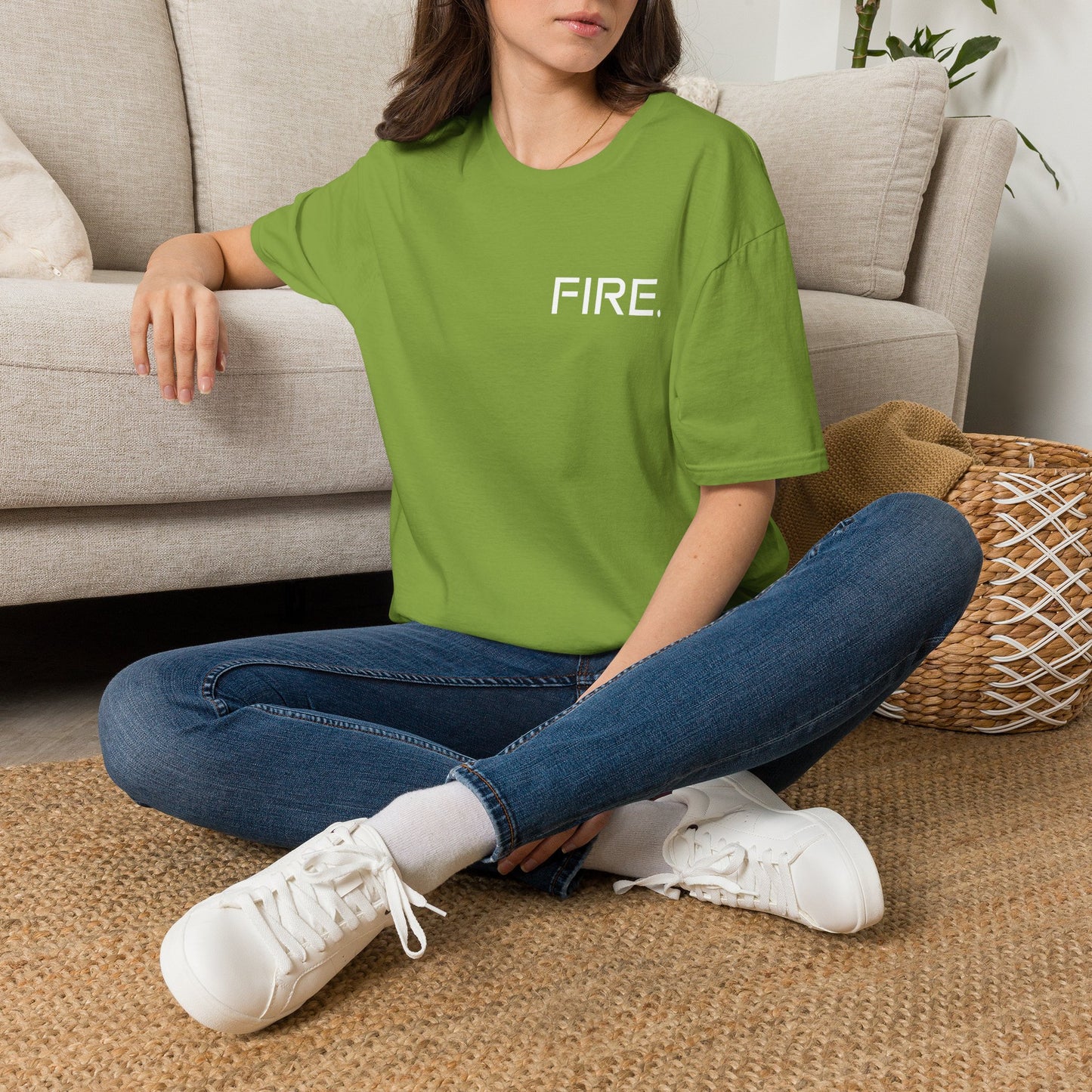 FIRE. Minimal Graphic T‑Shirt — Modern Casual Tee with Bold Text