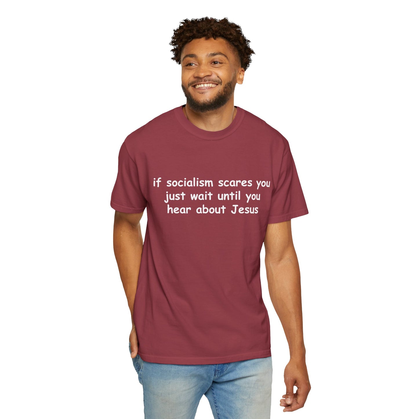Socialist Jesus — Modern Theological Irony Slogan Tee