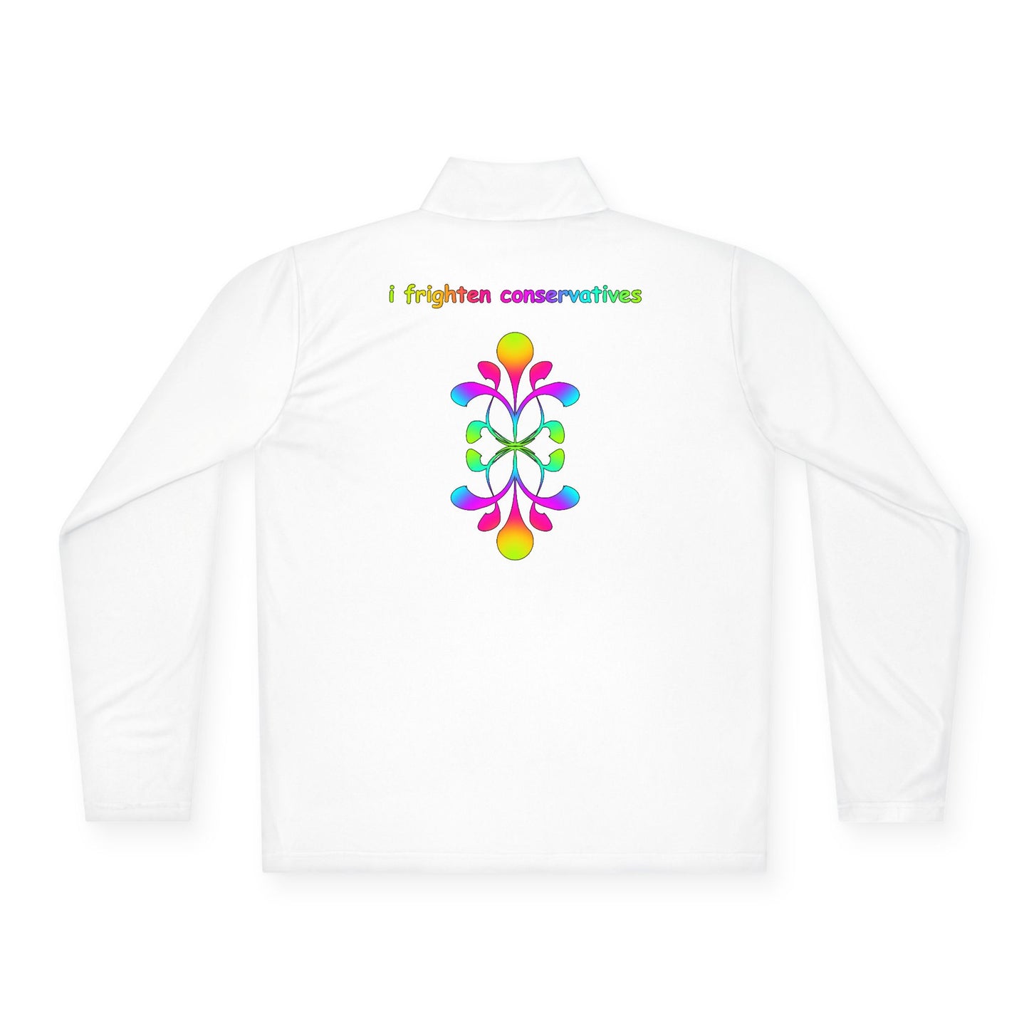 Quarter-Zip Pullover — Colorful Abstract Floral Logo "Brighten Conversations"