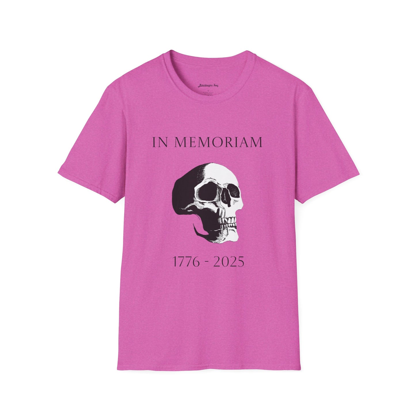 In Memoriam Skull Graphic T-Shirt, Unisex Casual Tee in Remembrance for the Death of Liberty