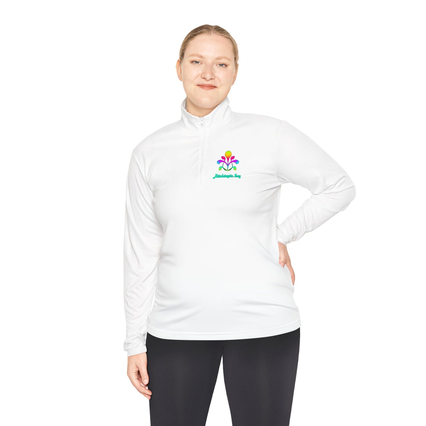 Quarter-Zip Pullover — Colorful Abstract Floral Logo "Brighten Conversations"