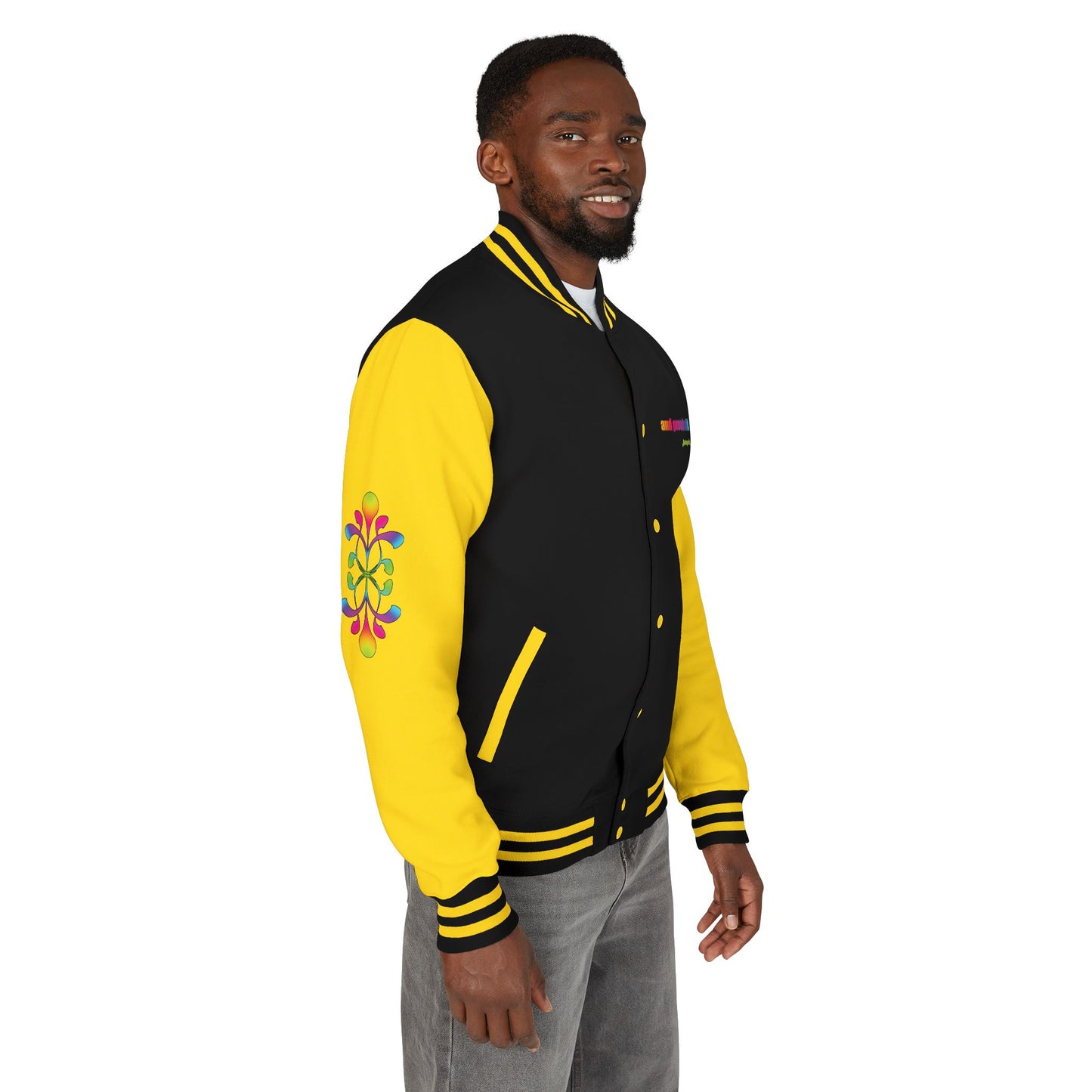 Letterman Jacket — Neon Floral "Socially Inconvenient" Varsity Jacket
