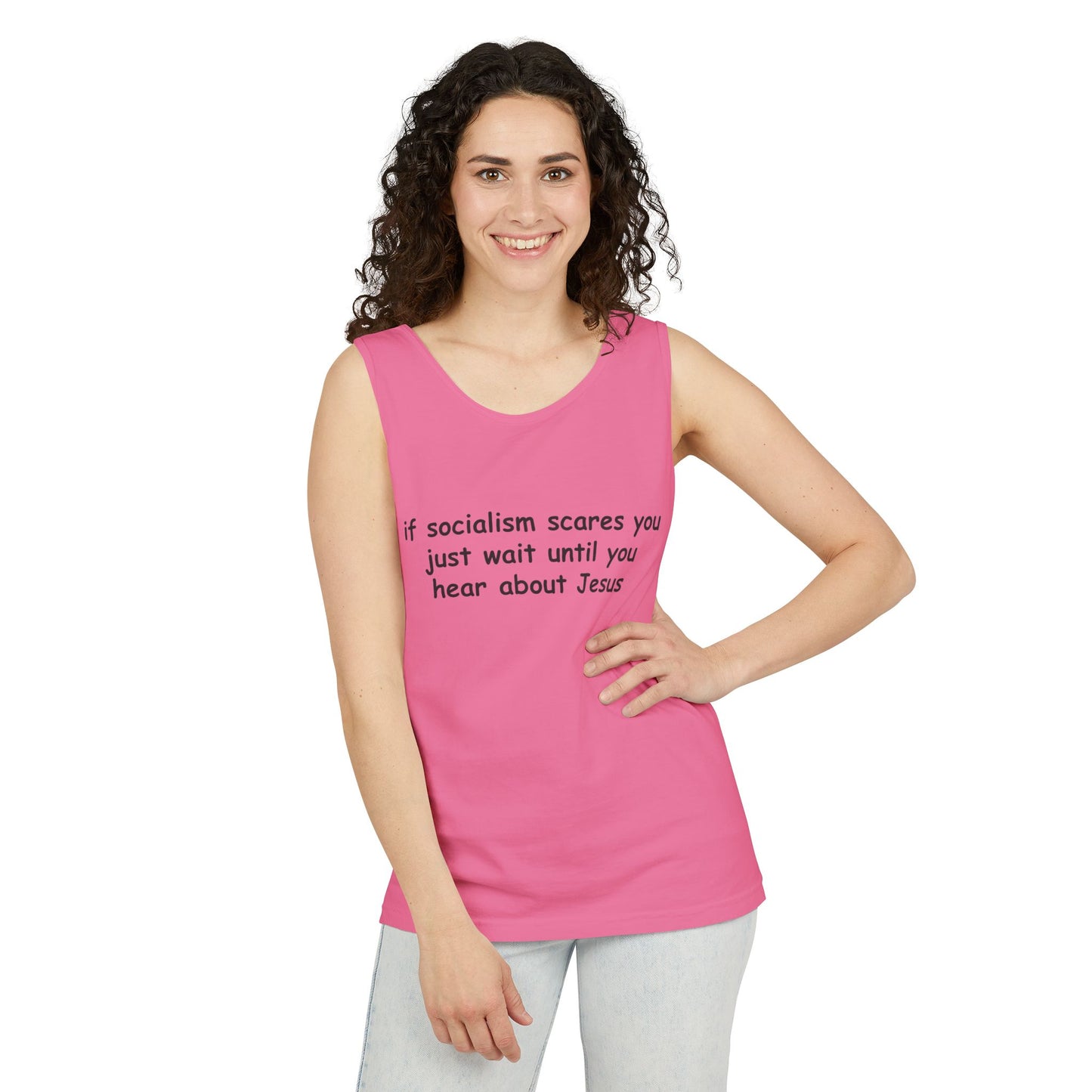 Socialist Jesus Tank Top — Conservative Irony Statement Tank