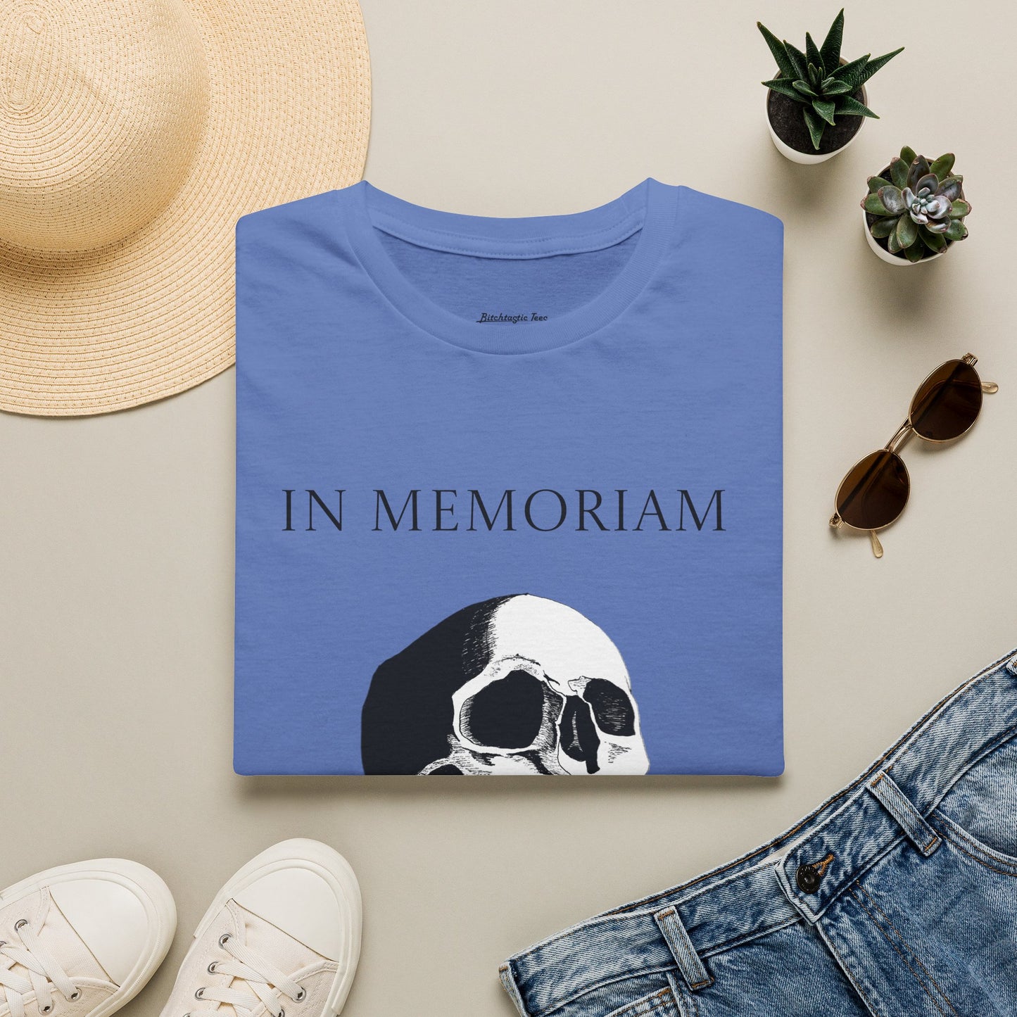 In Memoriam Skull Graphic T-Shirt, Unisex Casual Tee in Remembrance for the Death of Liberty