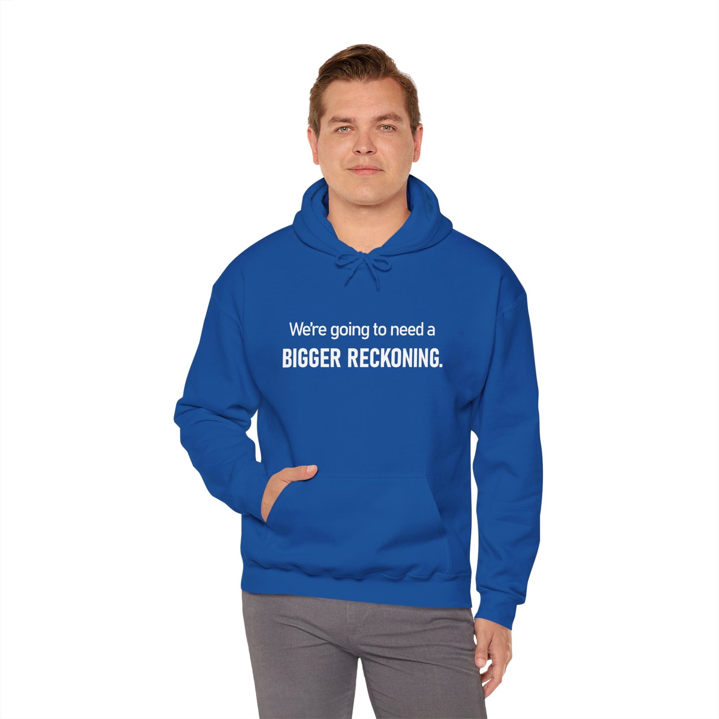 BIGGER RECKONING Hoodie — Minimalist Text Graphic Pullover