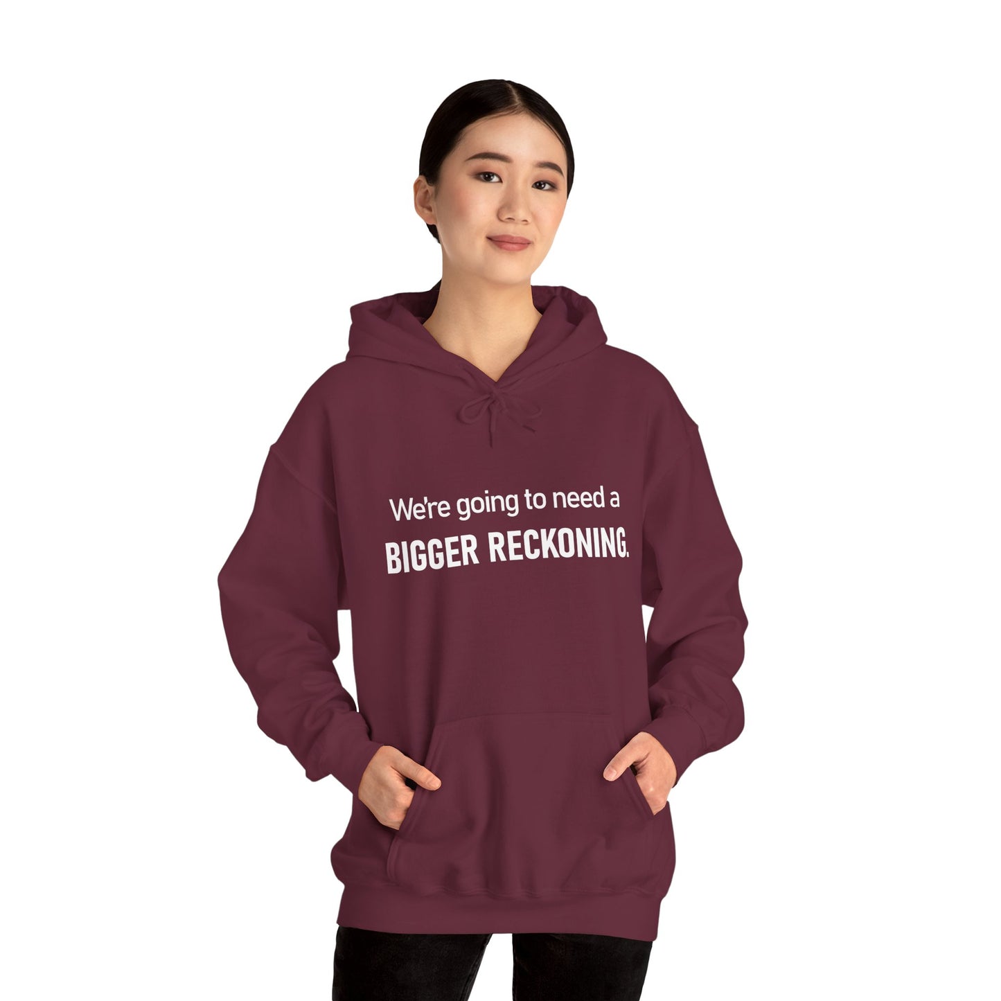 BIGGER RECKONING Hoodie — Minimalist Text Graphic Pullover
