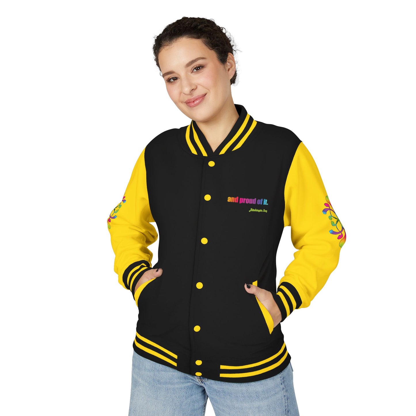 Letterman Jacket — Neon Floral "Socially Inconvenient" Varsity Jacket