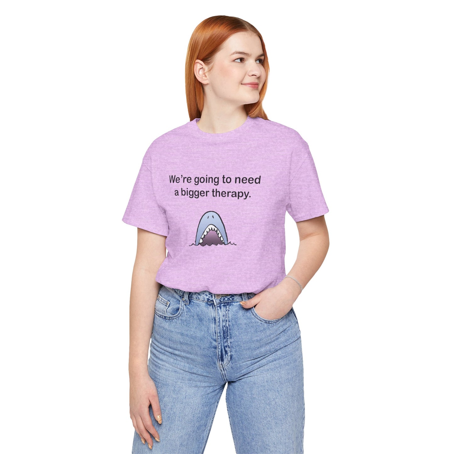 Funny Shark Tee — "We’re Going to Need a Bigger Therapy" Graphic T-Shirt