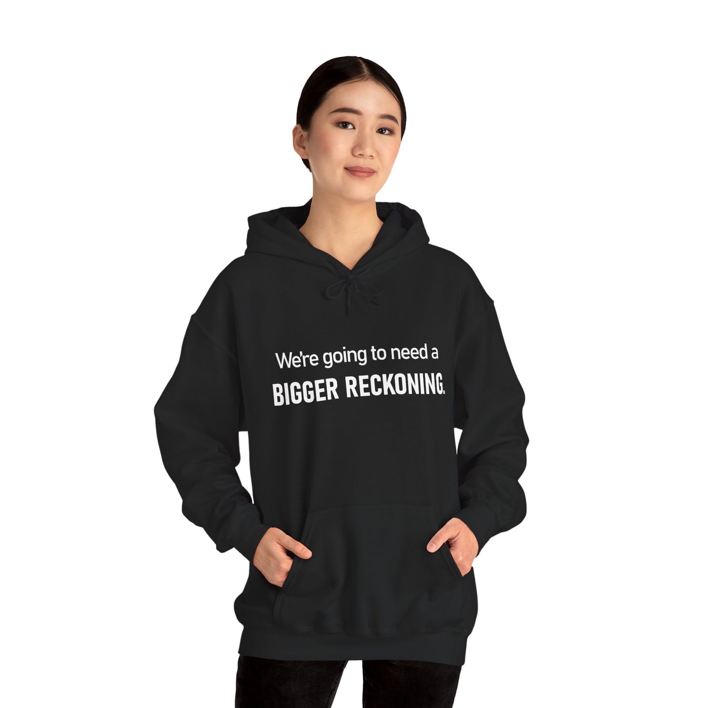 BIGGER RECKONING Hoodie — Minimalist Text Graphic Pullover