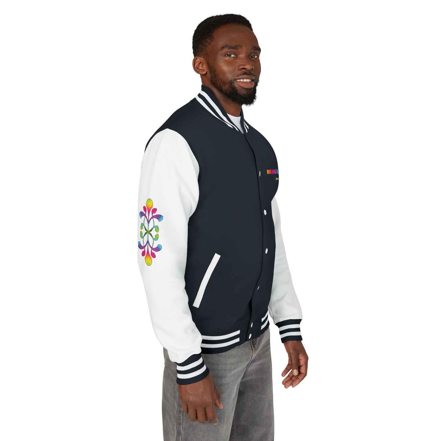 Letterman Jacket — Neon Floral "Socially Inconvenient" Varsity Jacket