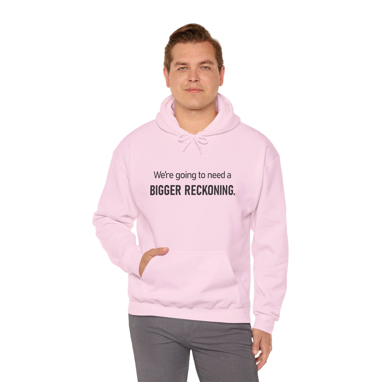 BIGGER RECKONING Hoodie — Minimalist Text Graphic Pullover