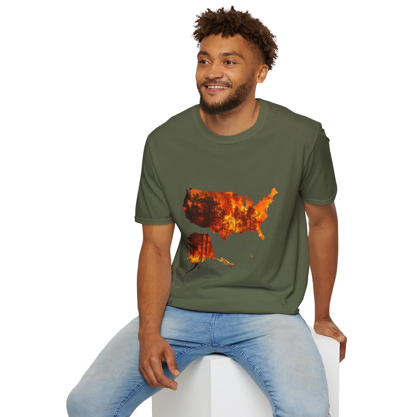 USA Map Graphic T-Shirt — Shit's on Fire Yo Awareness Tee