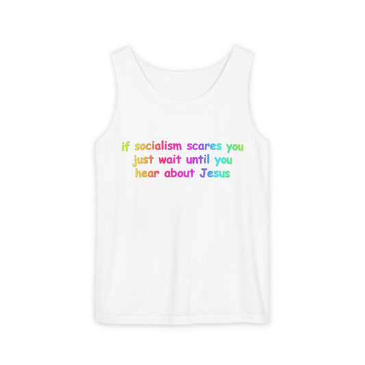 Socialist Jesus Tank Top — Conservative Irony Statement Tank
