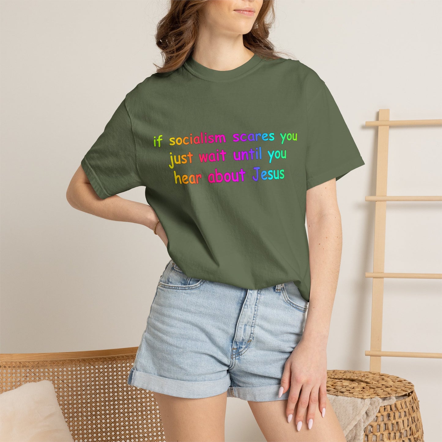 Socialist Jesus — Modern Theological Irony Slogan Tee