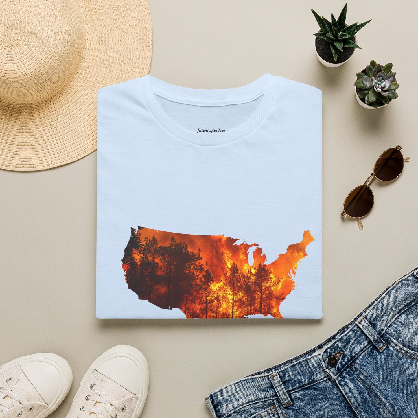 USA Map Graphic T-Shirt — Shit's on Fire Yo Awareness Tee