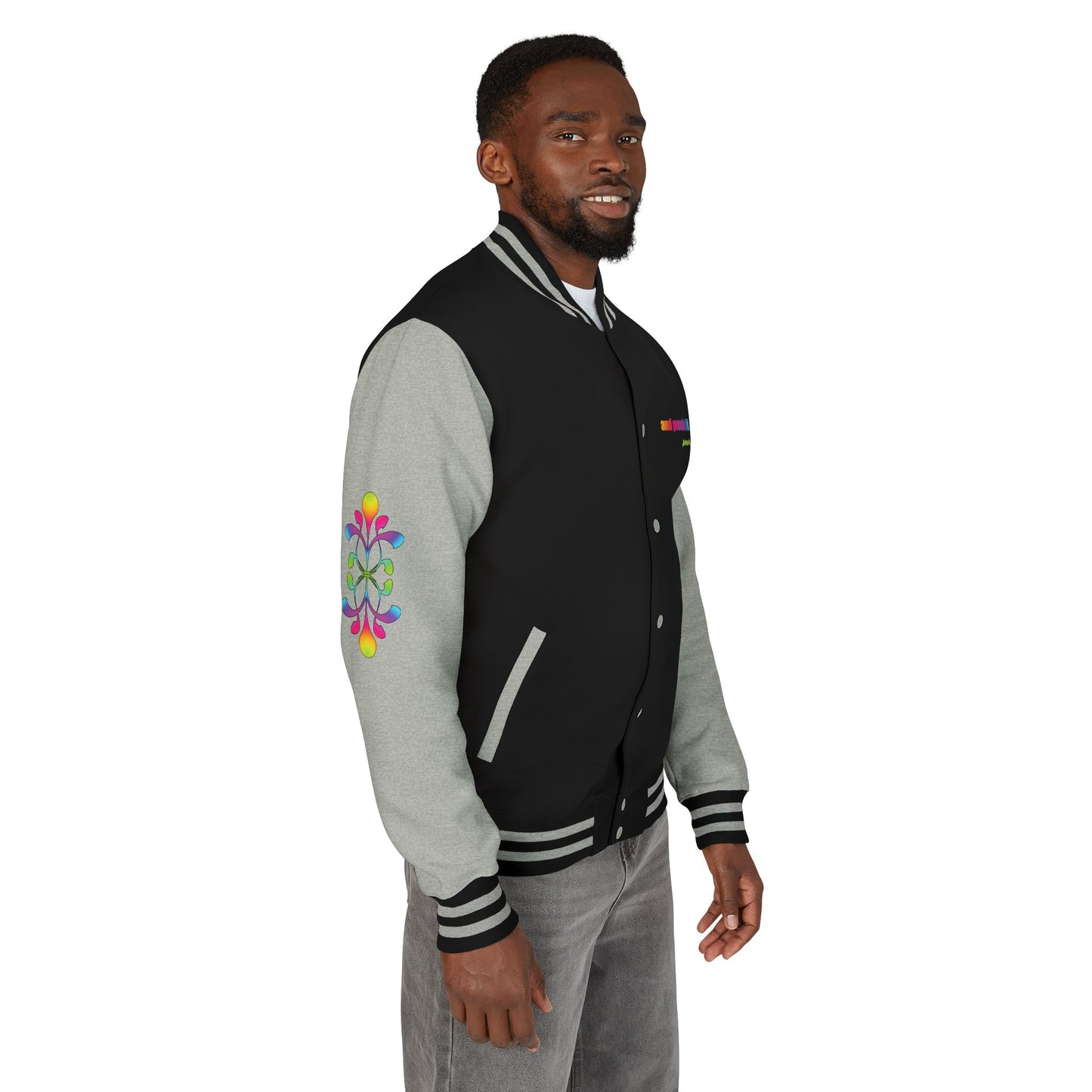 Letterman Jacket — Neon Floral "Socially Inconvenient" Varsity Jacket