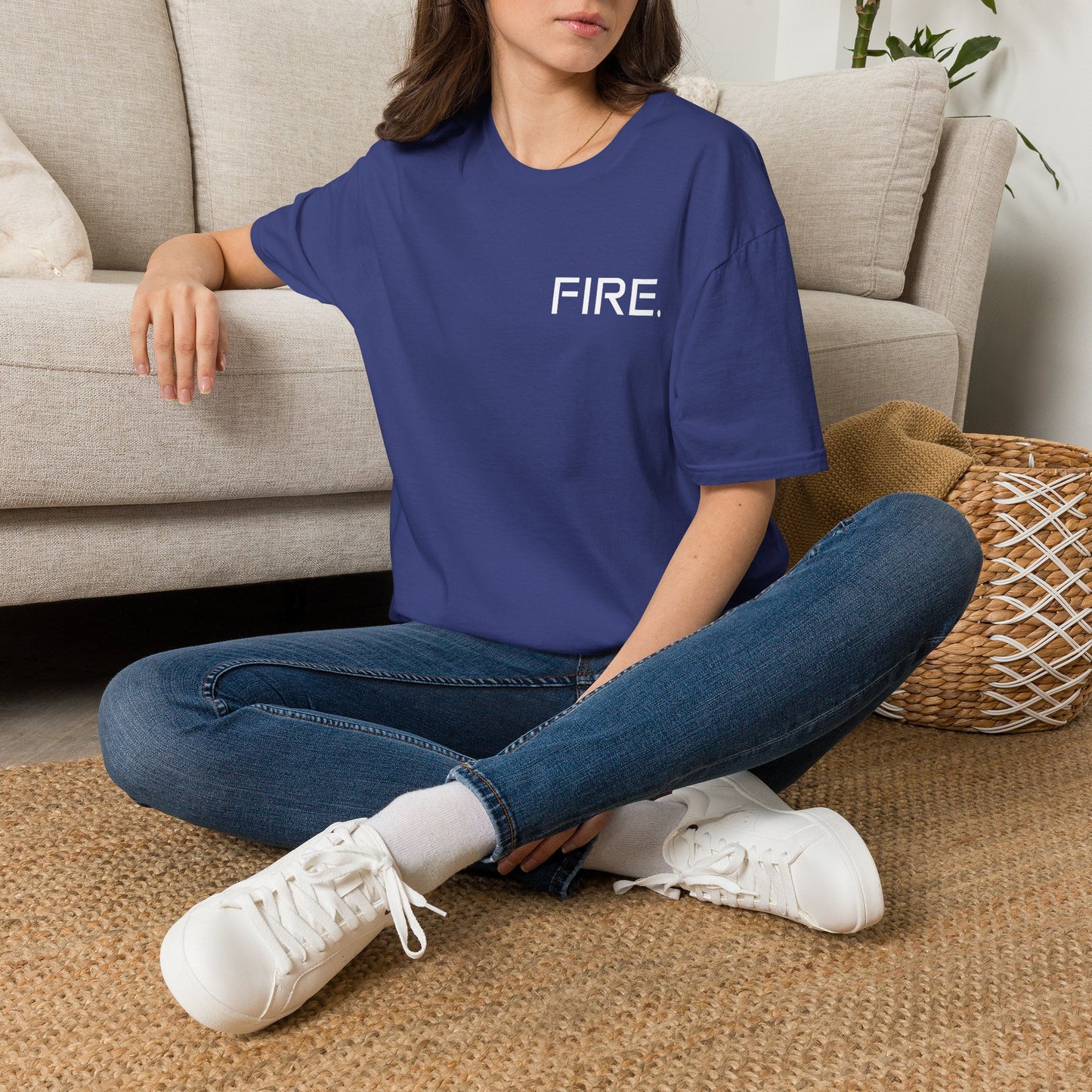 FIRE. Minimal Graphic T‑Shirt — Modern Casual Tee with Bold Text