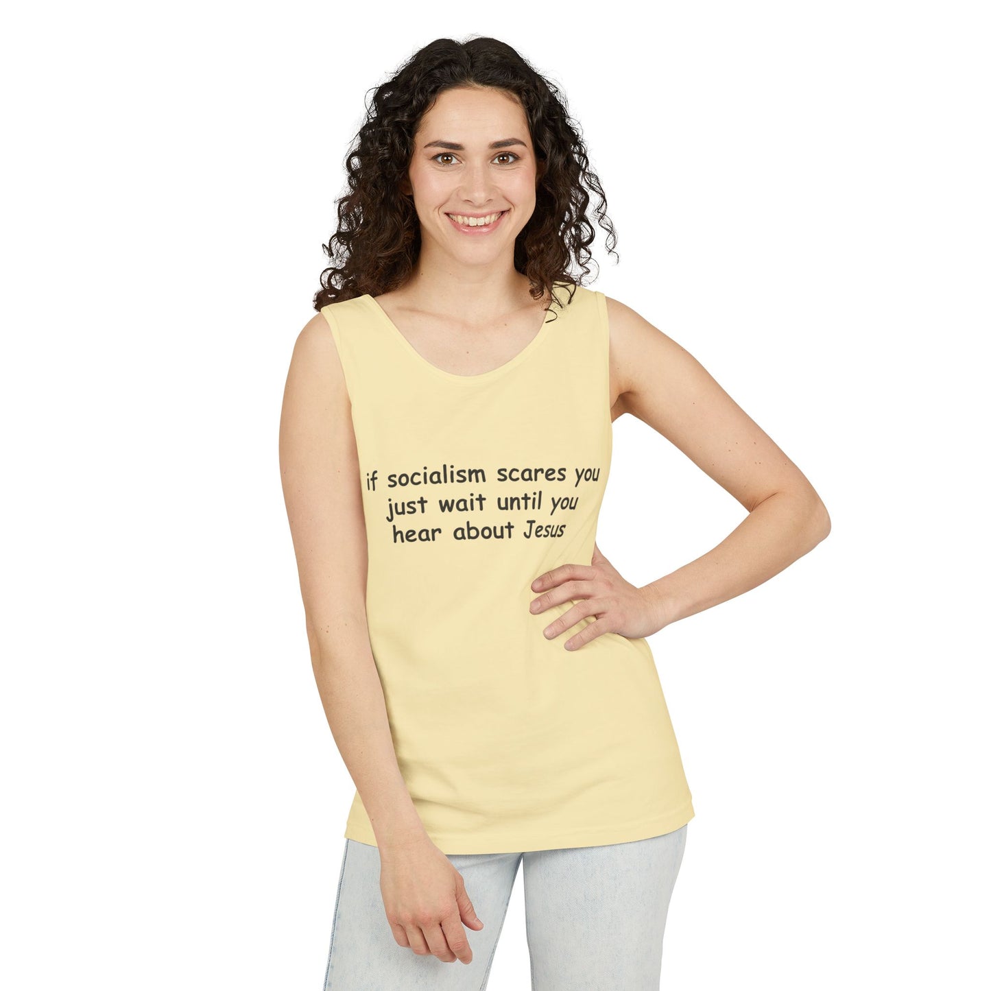 Socialist Jesus Tank Top — Conservative Irony Statement Tank