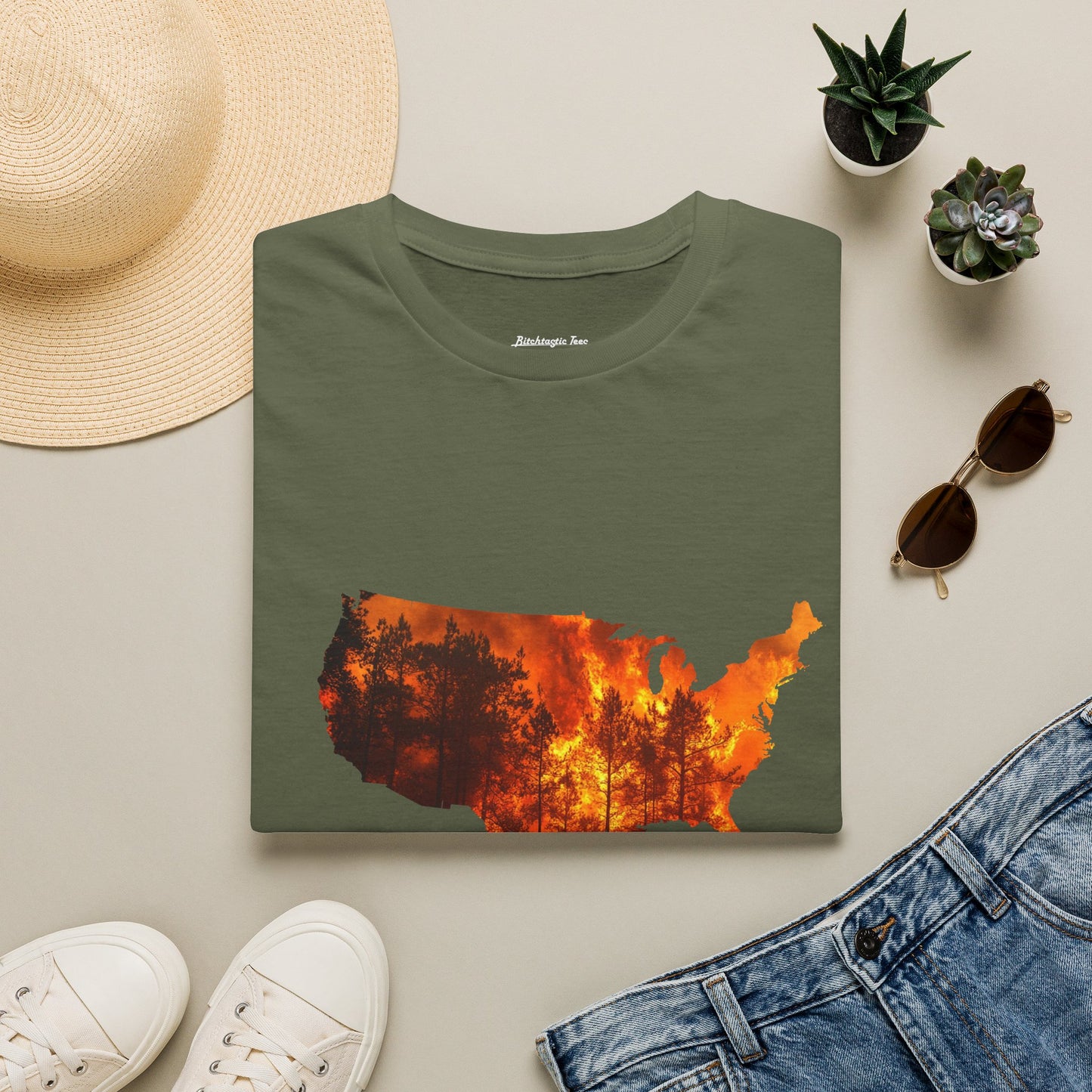 USA Map Graphic T-Shirt — Shit's on Fire Yo Awareness Tee