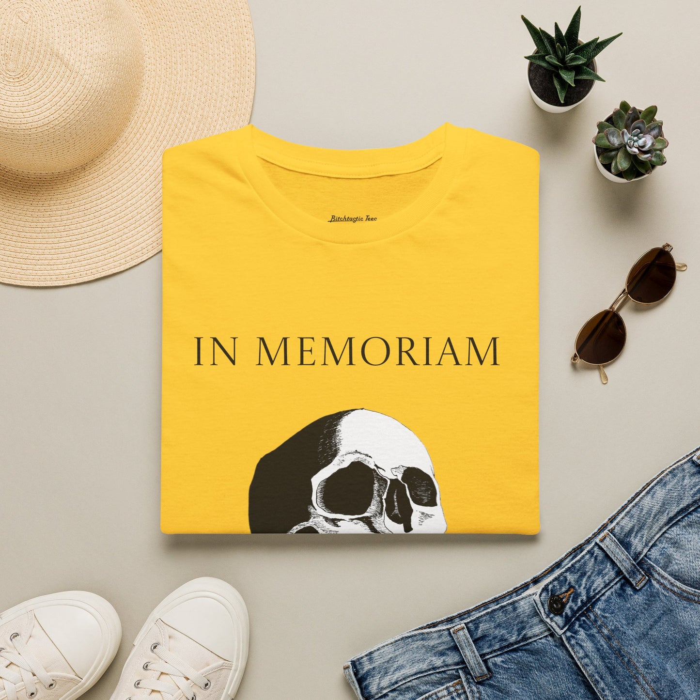 In Memoriam Skull Graphic T-Shirt, Unisex Casual Tee in Remembrance for the Death of Liberty