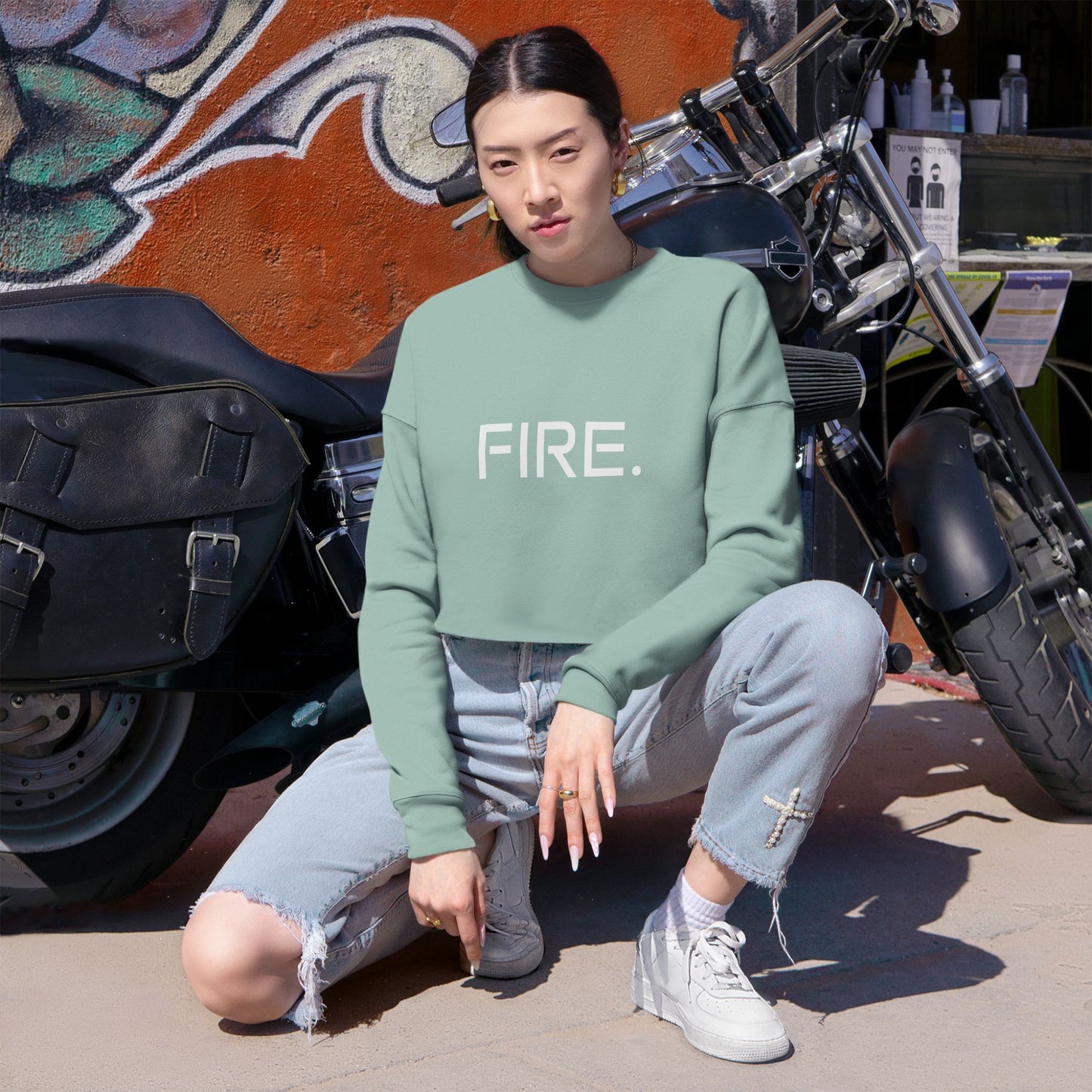 FIRE. Cropped Sweatshirt — Women's Casual Graphic Crop Top