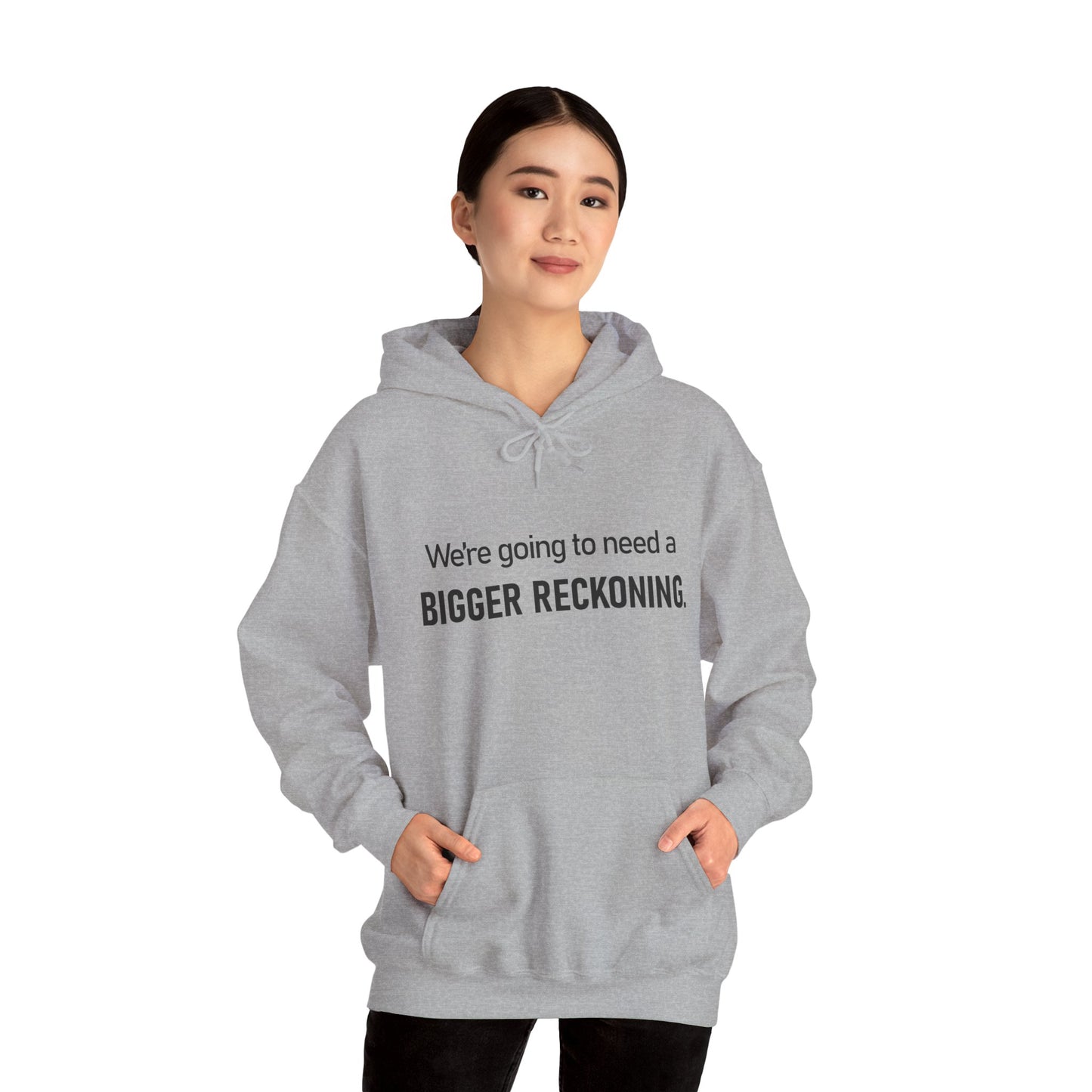 BIGGER RECKONING Hoodie — Minimalist Text Graphic Pullover