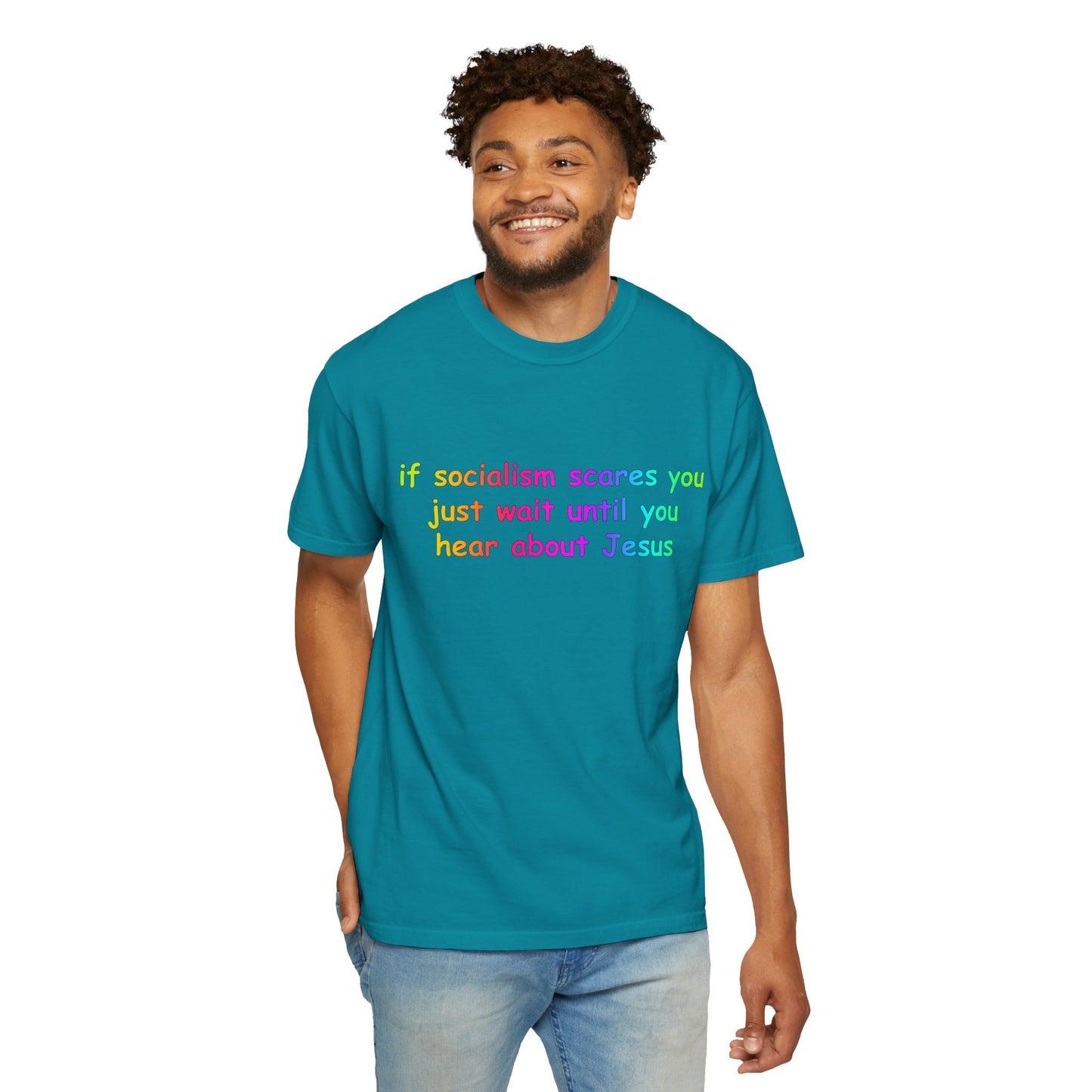 Socialist Jesus — Modern Theological Irony Slogan Tee