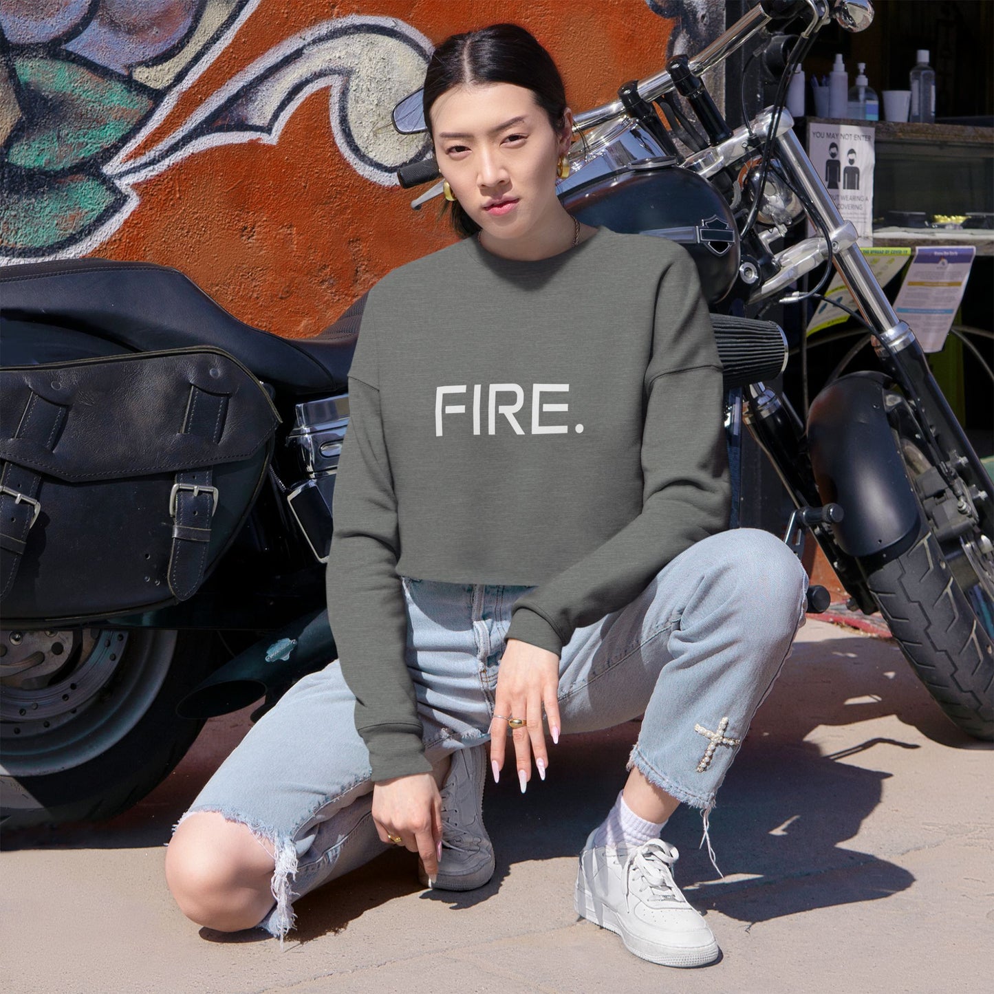 FIRE. Cropped Sweatshirt — Women's Casual Graphic Crop Top