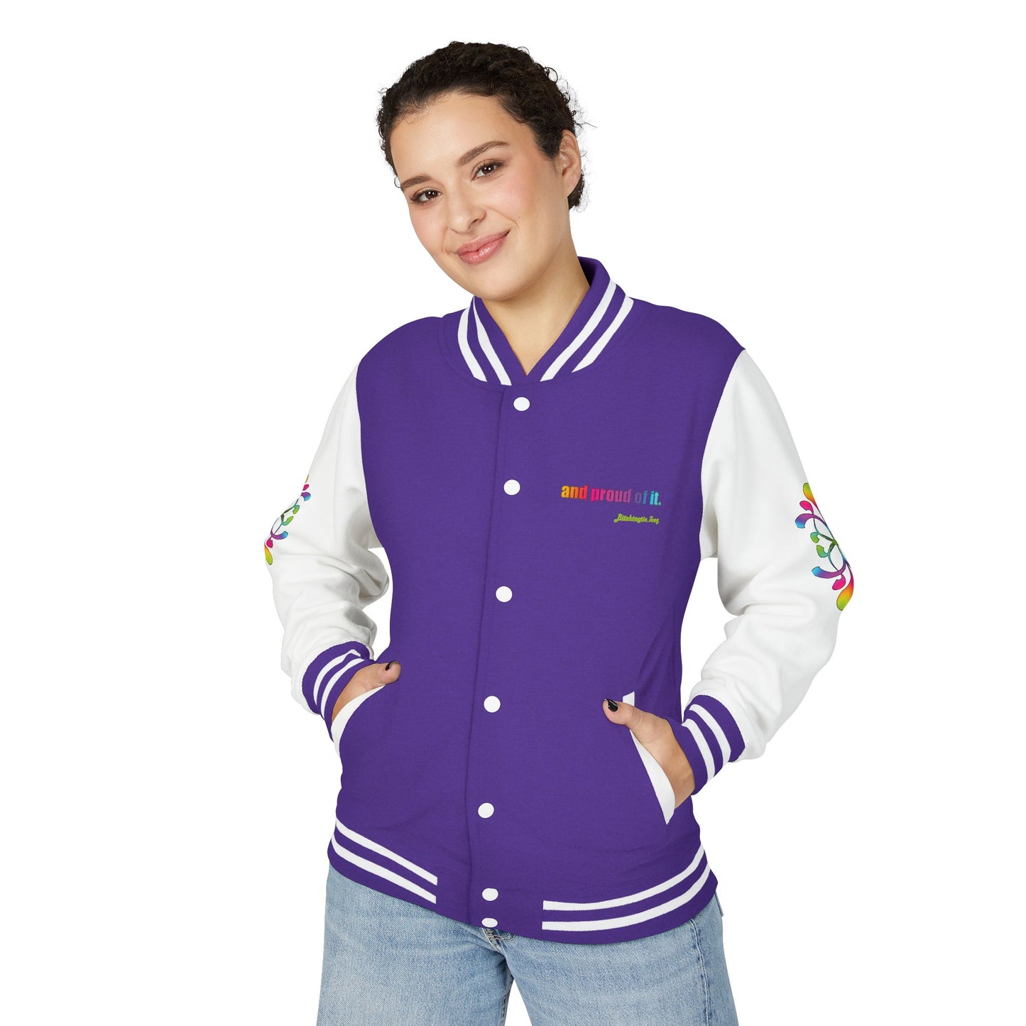 Letterman Jacket — Neon Floral "Socially Inconvenient" Varsity Jacket