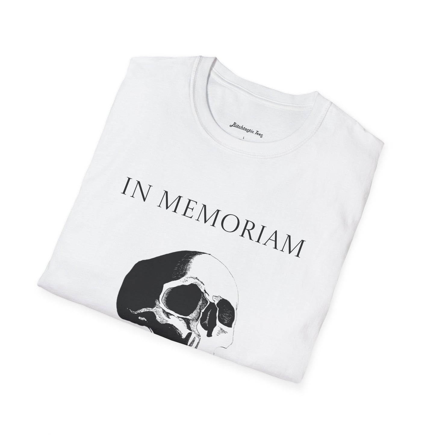 In Memoriam Skull Graphic T-Shirt, Unisex Casual Tee in Remembrance for the Death of Liberty