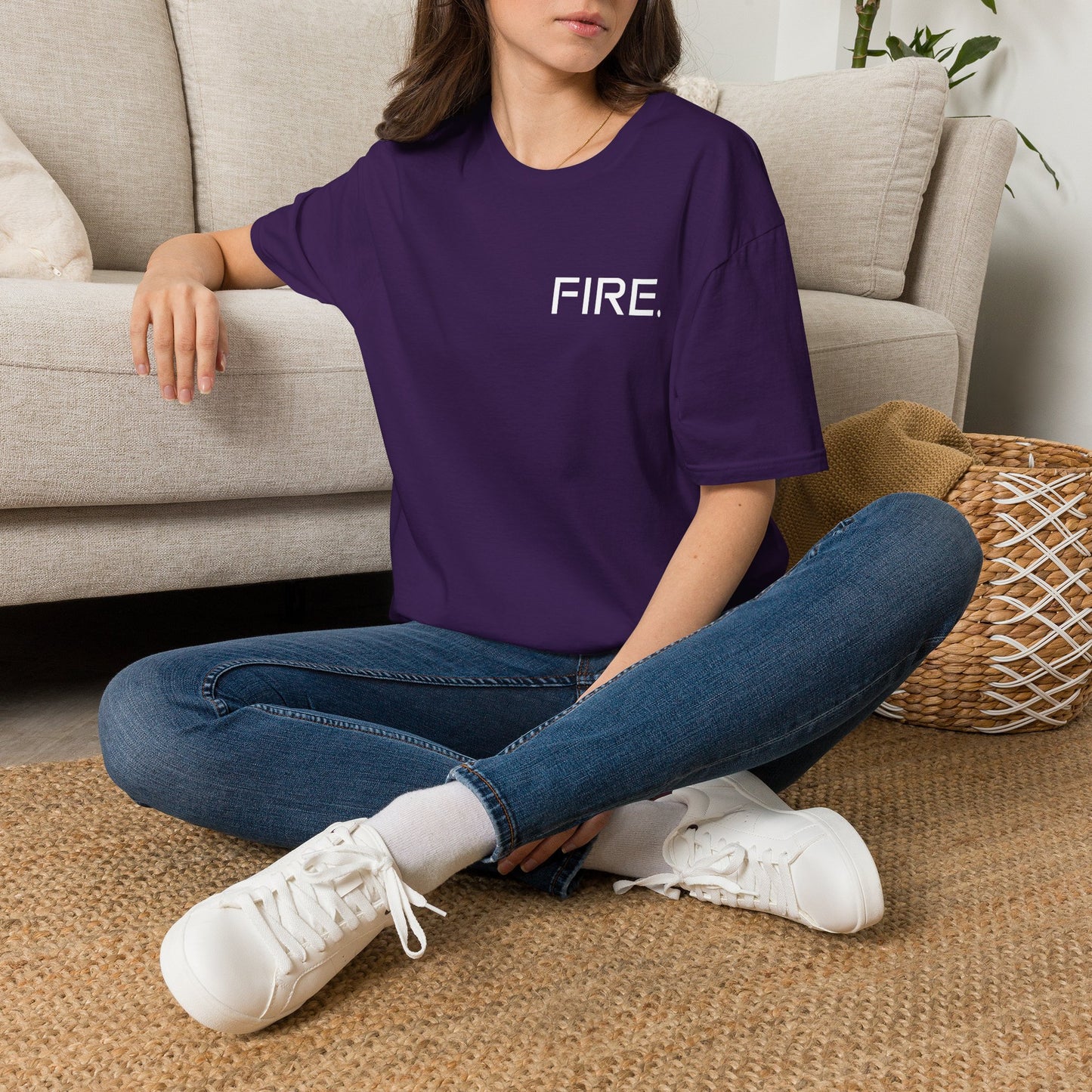 FIRE. Minimal Graphic T‑Shirt — Modern Casual Tee with Bold Text
