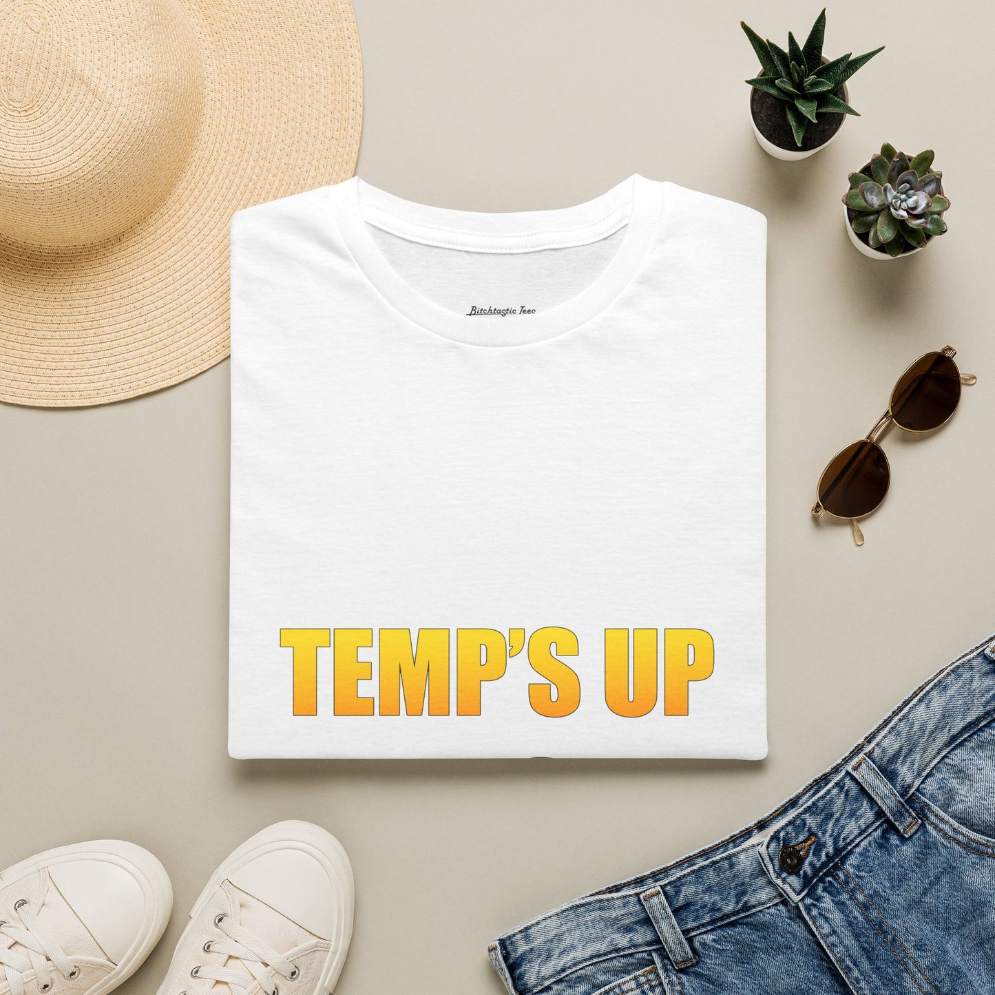 Temp's Up T-Shirt — Retro Gradient "TEMP'S UP / TIME'S UP" Graphic Tee