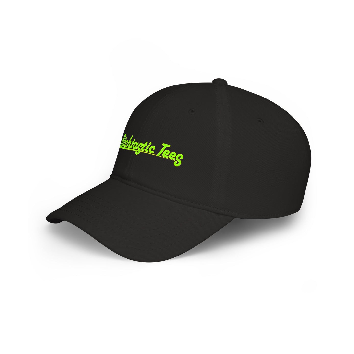 Printed "Bitchtastic Tees" Low Profile Baseball Cap — Retro Script Logo Hat