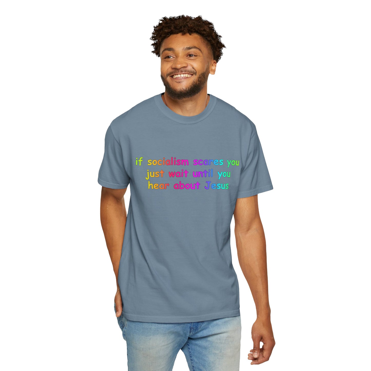 Socialist Jesus — Modern Theological Irony Slogan Tee