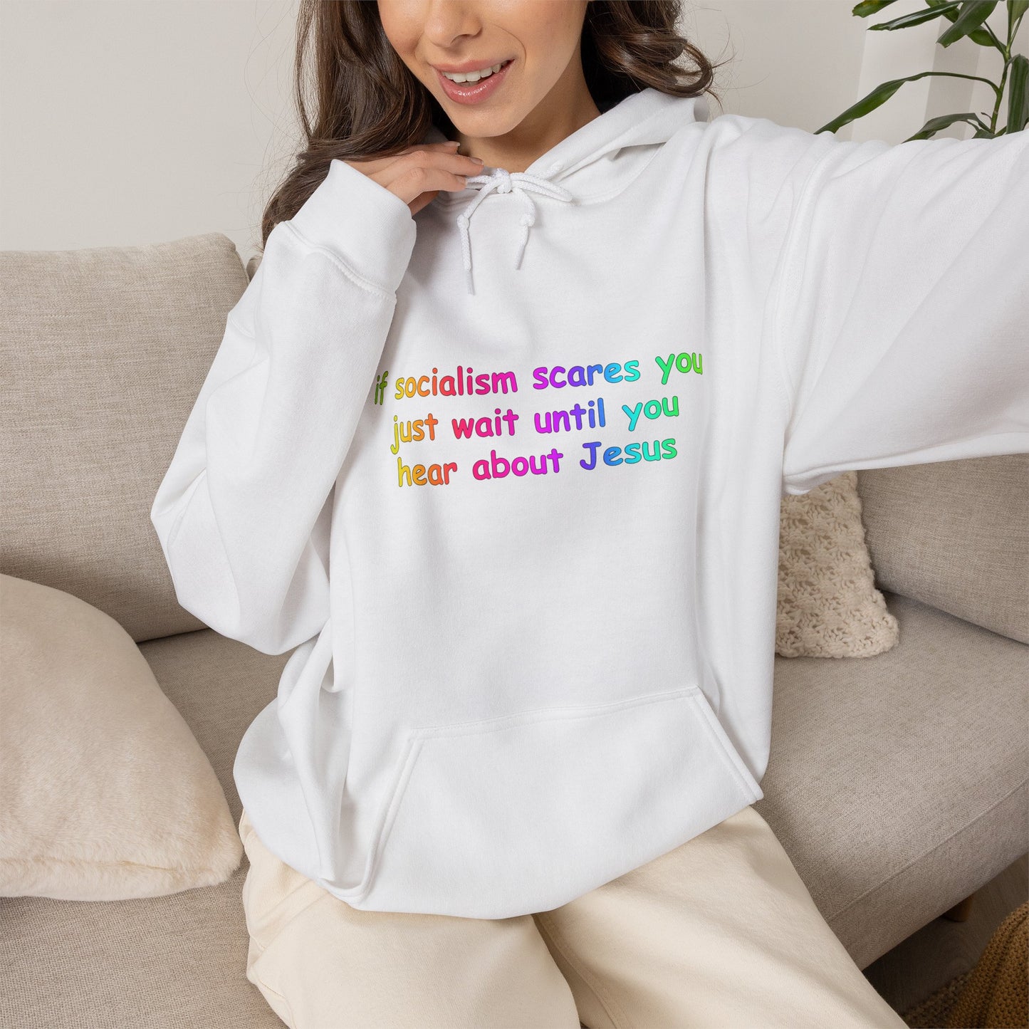 Hoodie — Socialist Jesus Ironic Slogan Hoodie