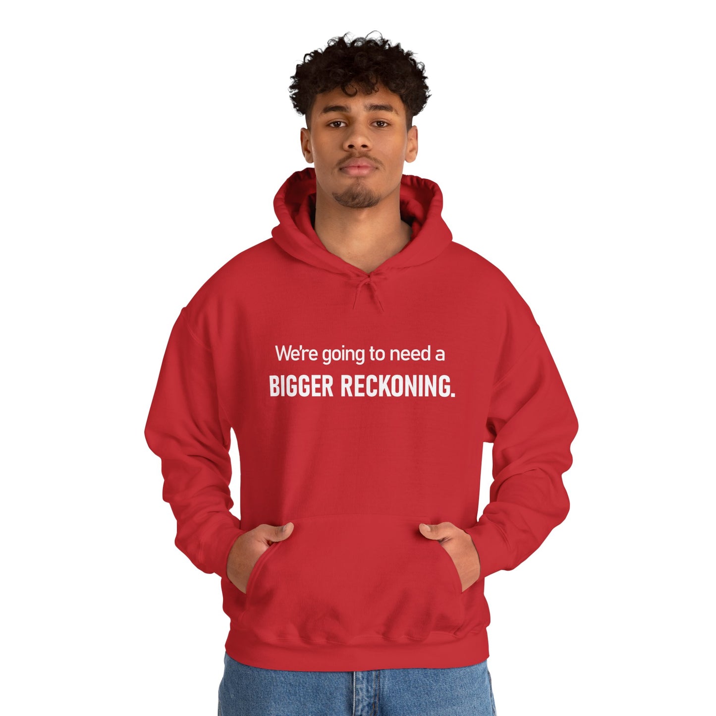 BIGGER RECKONING Hoodie — Minimalist Text Graphic Pullover