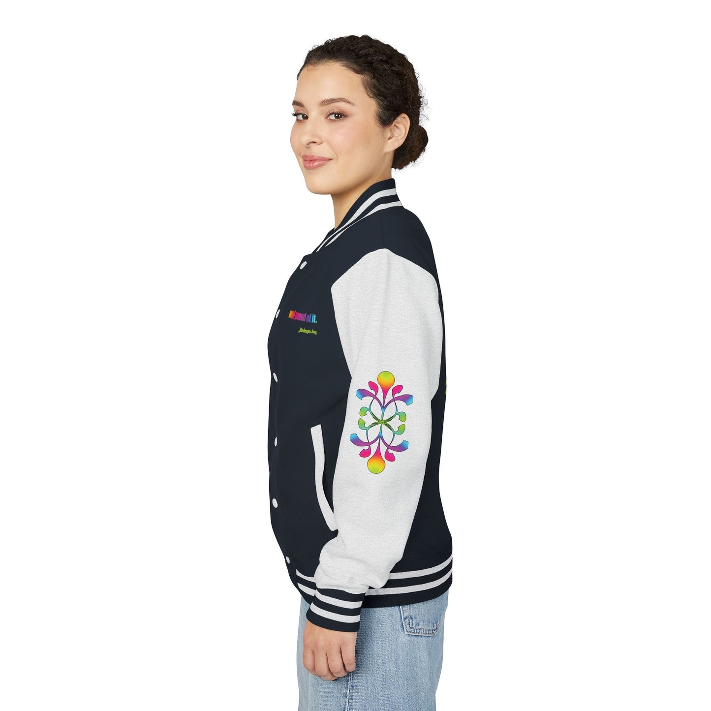 Letterman Jacket — Neon Floral "Socially Inconvenient" Varsity Jacket