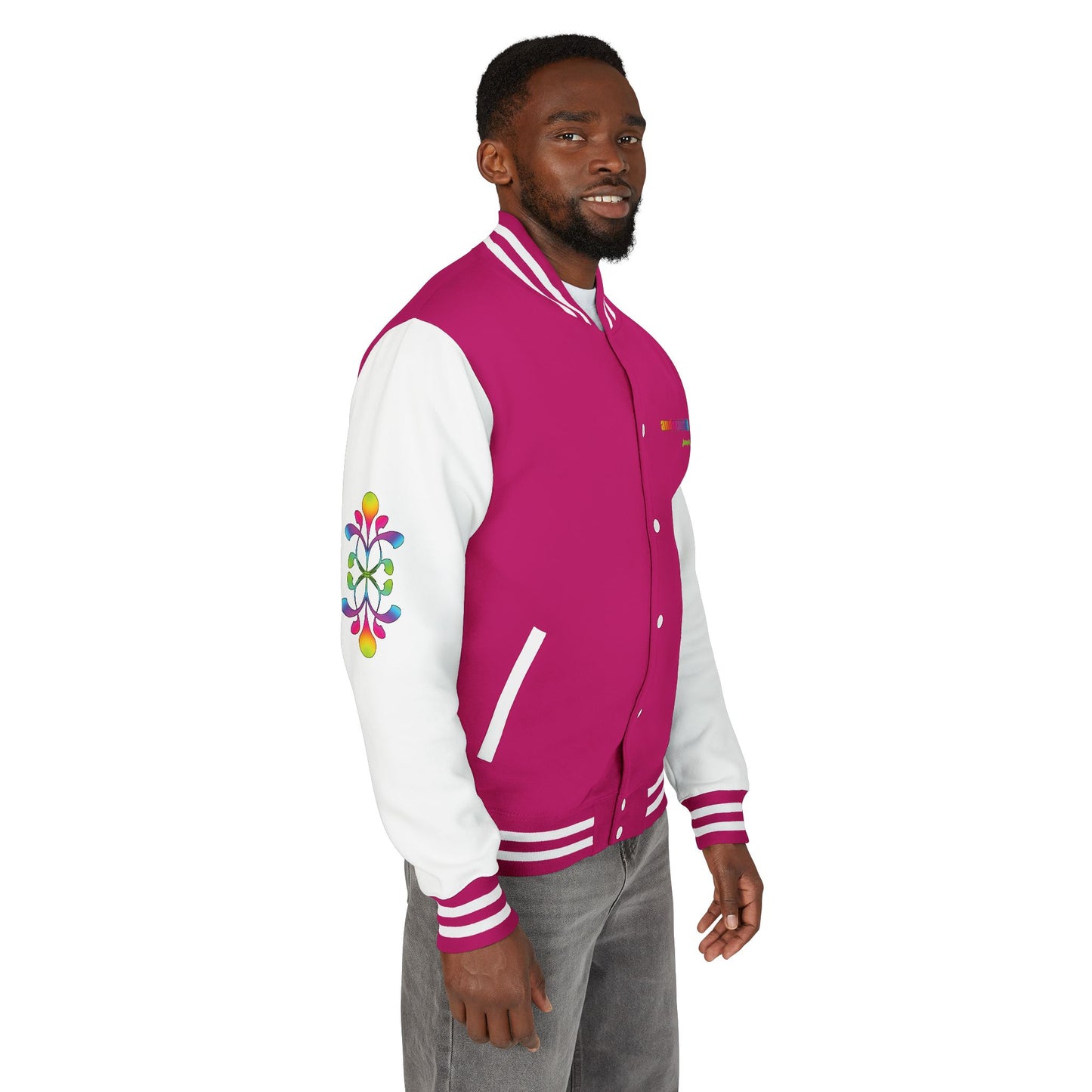 Letterman Jacket — Neon Floral "Socially Inconvenient" Varsity Jacket