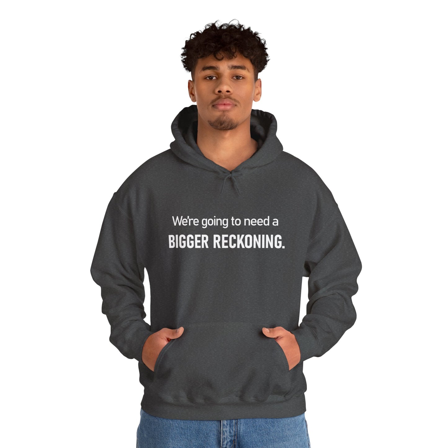 BIGGER RECKONING Hoodie — Minimalist Text Graphic Pullover